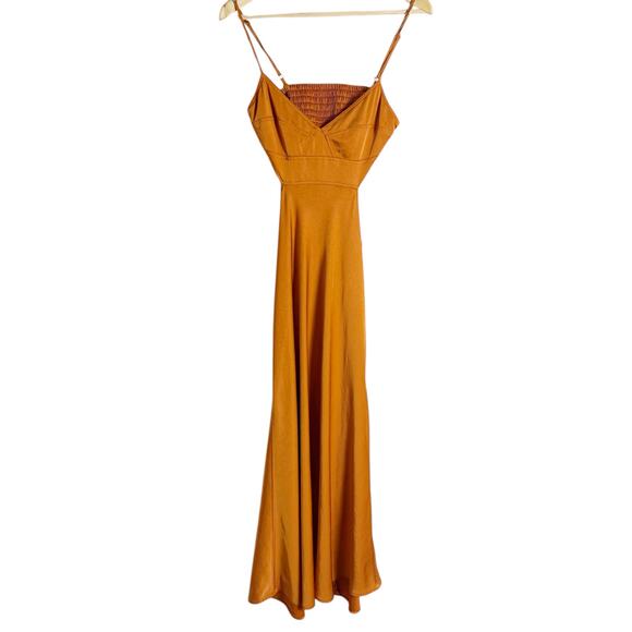 A.L.C. Blakely Orange Satin Cutout V-Neck Cocktail Midi Dress Size 6 - Picture 6 of 16